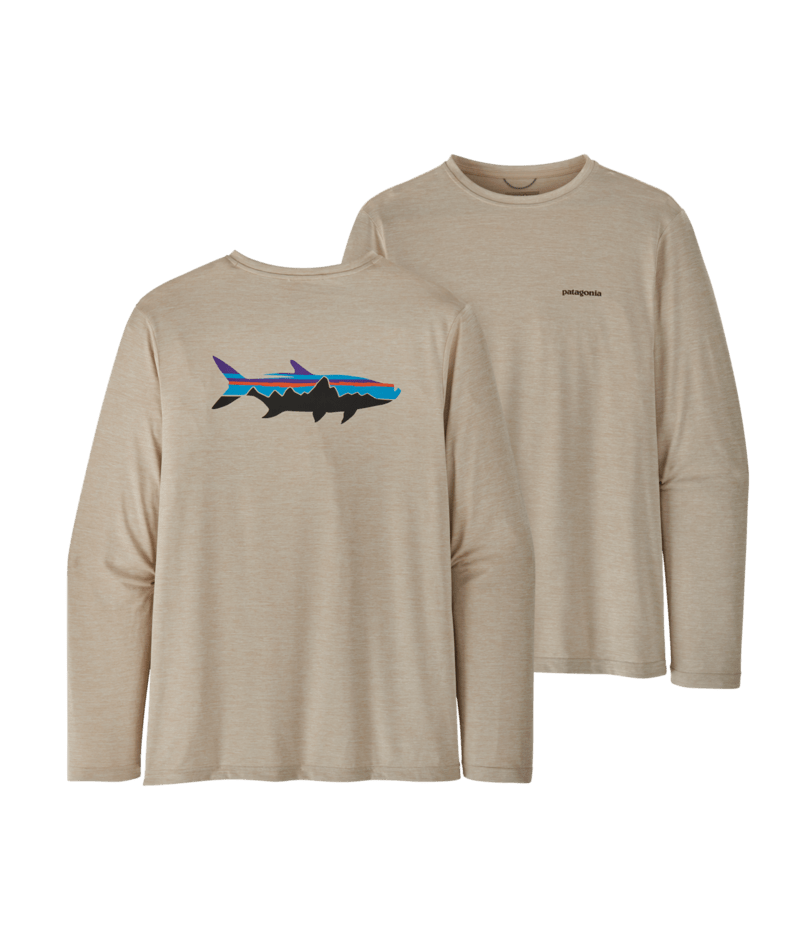 Patagonia Men's L/S Cap Cool Daily Fish Graphic Shirt Pumice X-Dye_1