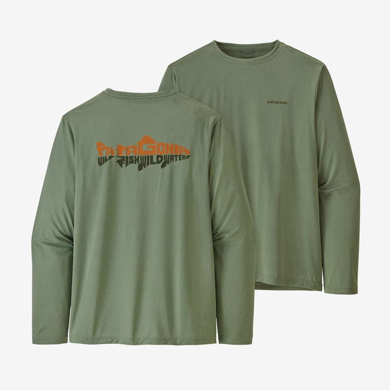 Patagonia Men's L/S Cap Cool Daily Fish Graphic Shirt Sedge Green_1